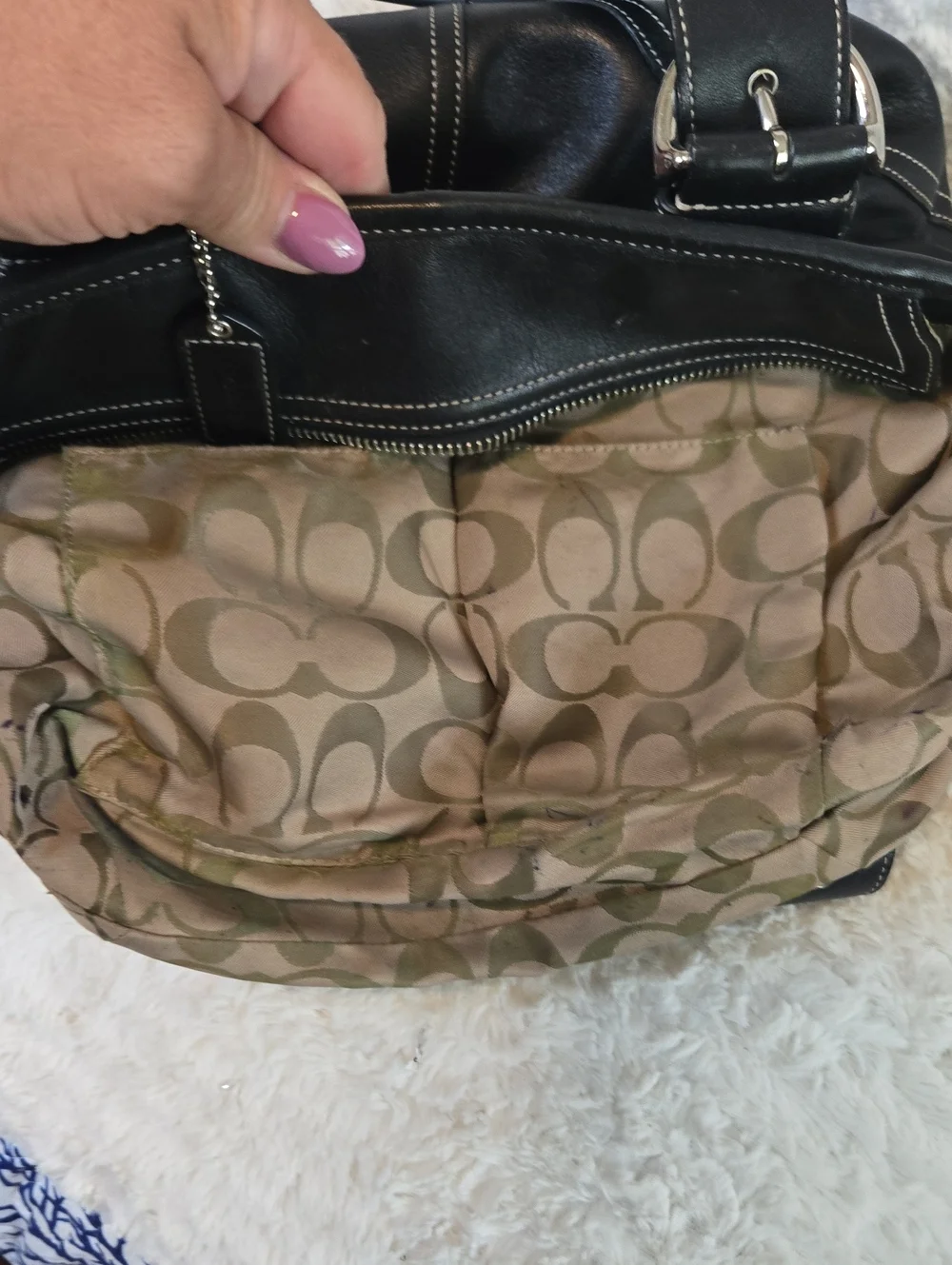 Coach Black Leather Shoulder Bag with Silver Hardware
